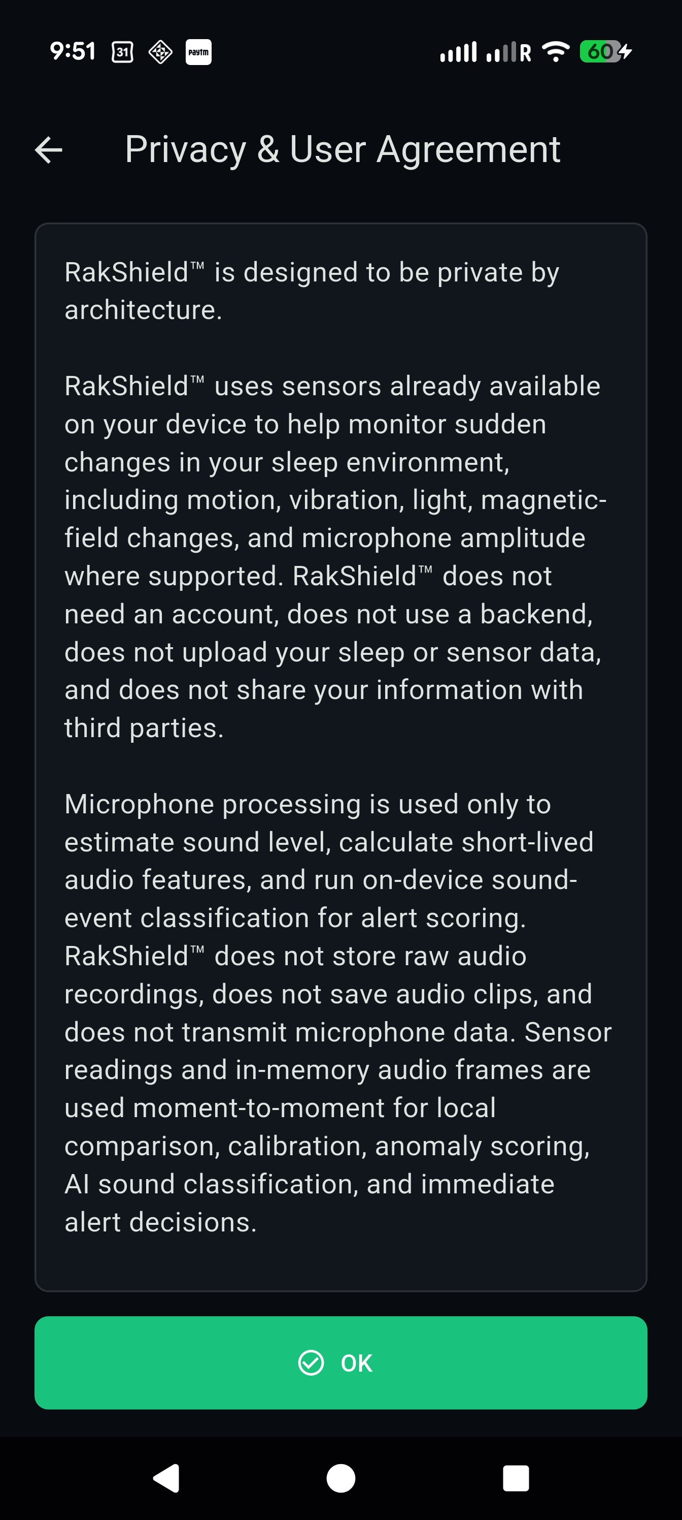 Local processing screen